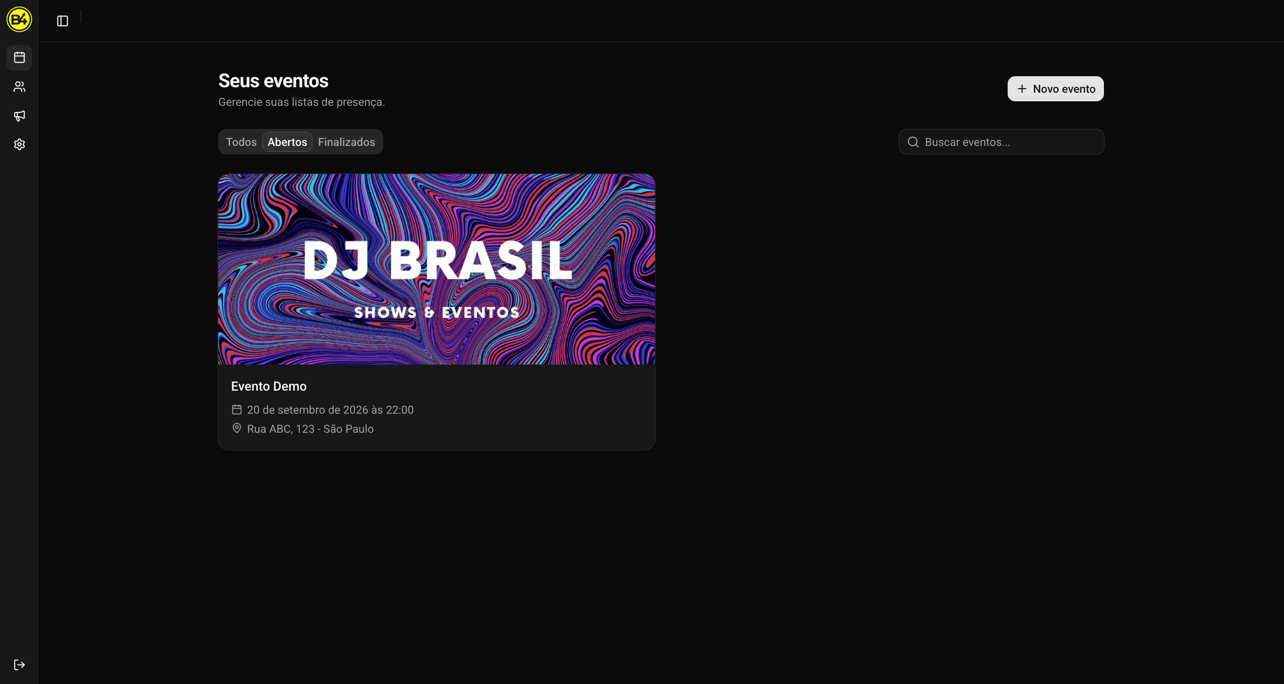 Todos os seus eventos em um só painel